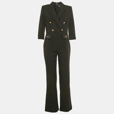 Pre-owned Elisabetta Franchi Black Crepe Button Detail Crepe Jumpsuit M