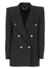 Elisabetta Franchi Crepe Double Breasted Blazer In Black