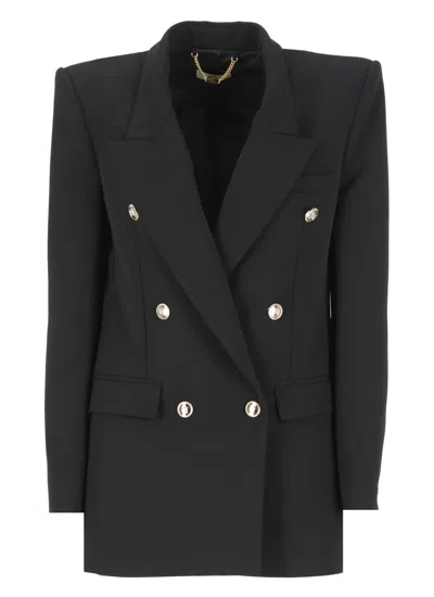 ELISABETTA FRANCHI ELISABETTA FRANCHI BLACK CREPE DOUBLE BREASTED BLAZER