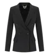 Elisabetta Franchi Lapel Jacket With Shoulder Structure And Button Detailing In Black