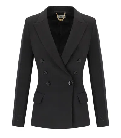 Elisabetta Franchi Black Crepe Double-breasted Jacket