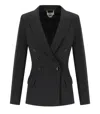 Elisabetta Franchi Double-breasted Jacket With Satin Details In Black
