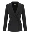 Elisabetta Franchi Black Crepe Double-breasted Jacket In Black