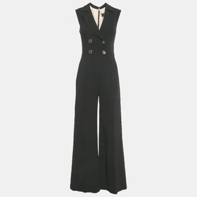 Pre-owned Elisabetta Franchi Black Crepe Double Breasted Jumpsuit S