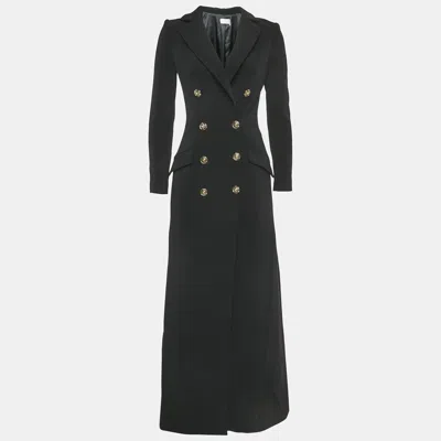 Pre-owned Elisabetta Franchi Black Crepe Double Breasted Long Coat S