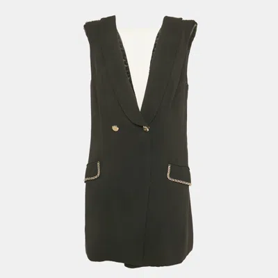 Pre-owned Elisabetta Franchi Black Crepe Double Breasted Mini Dress M