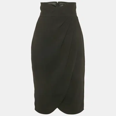 Pre-owned Elisabetta Franchi Black Crepe Draped Pencil Skirt M