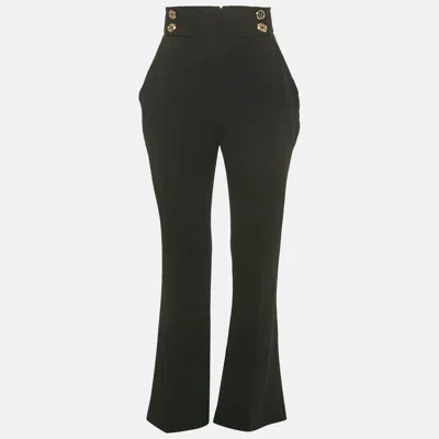 Pre-owned Elisabetta Franchi Black Crepe High Rise Flared Trousers M