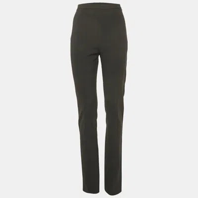 Pre-owned Elisabetta Franchi Black Crepe High Rise Trousers L