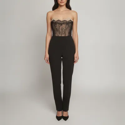Pre-owned Elisabetta Franchi Black Crepe Lace Overlay Strapless Jumpsuit S