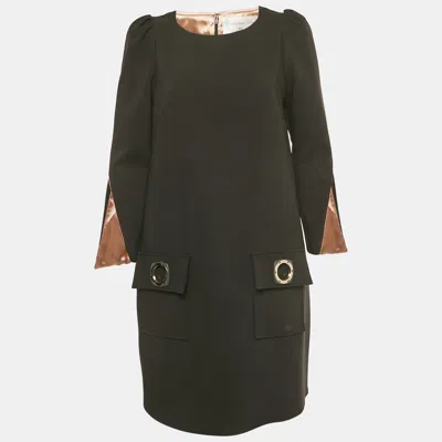 Pre-owned Elisabetta Franchi Black Crepe Passepartout Dress M