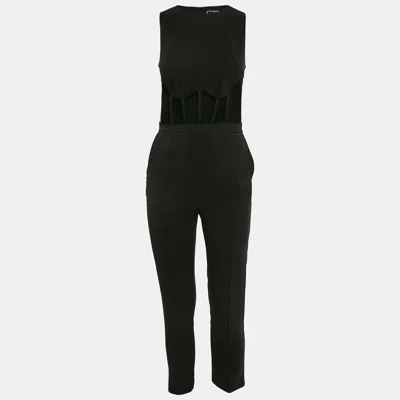 Pre-owned Elisabetta Franchi Black Crepe Sleeveless Jumpsuit M