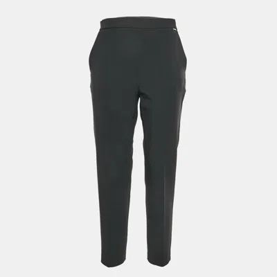 Pre-owned Elisabetta Franchi Black Crepe Straight Fit Trouser M