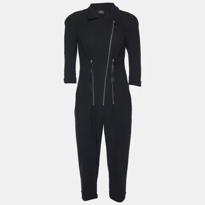Elisabetta Franchi Black Crepe Zip Detail Jumpsuit