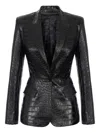 Elisabetta Franchi Black Crocodile-effect Blazer  In Black