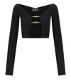 Elisabetta Franchi Black Cropped Cardigan With Logo Detail