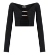 Elisabetta Franchi Black Cropped Cardigan With Logo Detail In Black