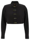 Elisabetta Franchi Short Shirt With Long Sleeves And Collar In Black