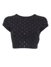 Elisabetta Franchi Black Cropped Tricot Sweater In Black