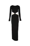 Elisabetta Franchi Crewneck Cut-out Maxi Dress With Gold Detail In Black