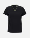 Elisabetta Franchi Crew Neck T-shirt With Gold Necklace Cut-out
