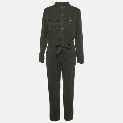 Pre-owned Elisabetta Franchi Black Denim Belted Jumpsuit M
