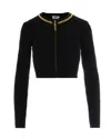 Elisabetta Franchi Cardigan In Maglia A Rombi Con Dettaglio Gioiello Nero In Black