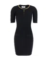Elisabetta Franchi Mini Abito In Maglia A Rombi Con Dettaglio Gioiello Nero In Black