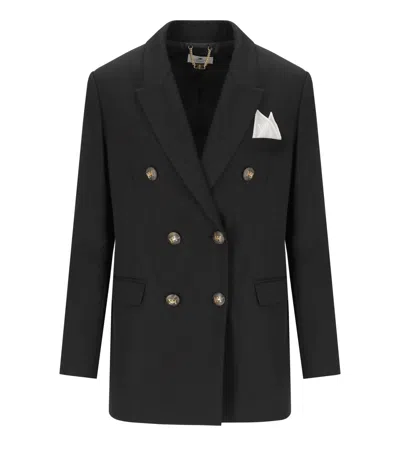ELISABETTA FRANCHI BLACK DOUBLE-BREASTED BLAZER