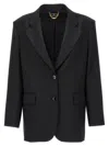 Elisabetta Franchi Double-breasted Wool Blazer Blazer And Suits Black In Black