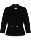 Elisabetta Franchi Black Double-breasted Blazer With Golden Buttons In Black