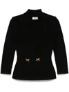 Elisabetta Franchi Black Double-breasted Blazer With Golden Buttons