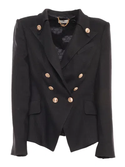 Elisabetta Franchi Black Double-breasted Jacket