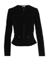 Elisabetta Franchi Fitted Crepe Jacket With Structured Seams In Black