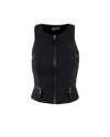 Elisabetta Franchi Double Crepe Top With Black Zip Details In Black