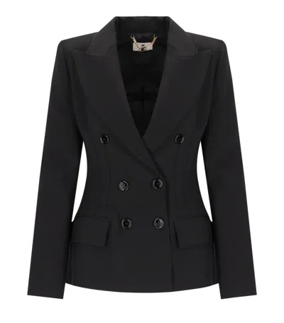 Elisabetta Franchi Black Double-breasted Blazer