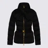 Elisabetta Franchi Jacquard Sail Fabric Down Jacket With Belt Clothing In Black