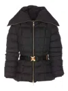 Elisabetta Franchi Down Jacket With High Collar And Belt In Black