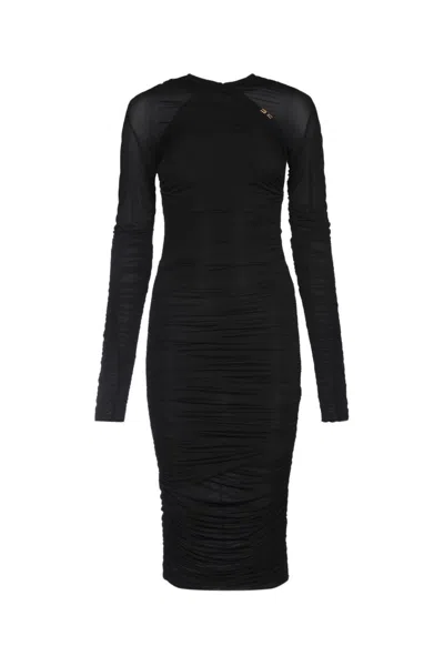 ELISABETTA FRANCHI BLACK DRAPED DRESS