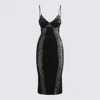 Elisabetta Franchi Dress In Velvet And Floral Lace Fabrics In Black