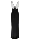 Elisabetta Franchi Cutout V-neck Floral Floor-length Sleeveless Dress In Black