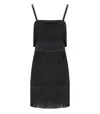 Elisabetta Franchi Fringed Dress With Adjustable Straps And Bow Accents In Black