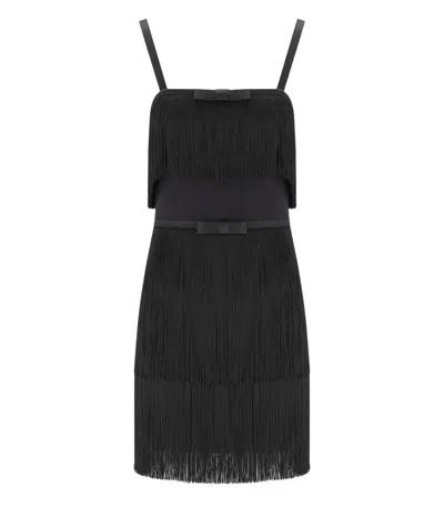 ELISABETTA FRANCHI ELISABETTA FRANCHI BLACK FRINGED DRESS