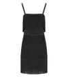 Elisabetta Franchi Fringed Dress With Adjustable Straps And Bow Accents In Black