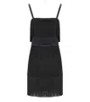 Elisabetta Franchi Fringed Dress With Adjustable Straps And Bow Accents In Black