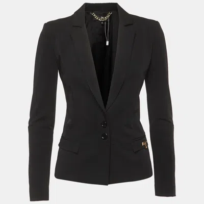 Pre-owned Elisabetta Franchi Black Gabardine Fitted Blazer S