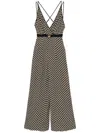 Elisabetta Franchi Black Pattern Jumpsuit With Rear Crossover Neck In Black