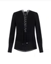 Elisabetta Franchi Black Georgette Blouse With Laces In Black