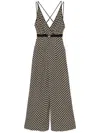 Elisabetta Franchi Black Pattern Jumpsuit With Rear Crossover Neck