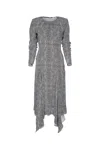Elisabetta Franchi Python Print Dress Long Sleeves In Gray